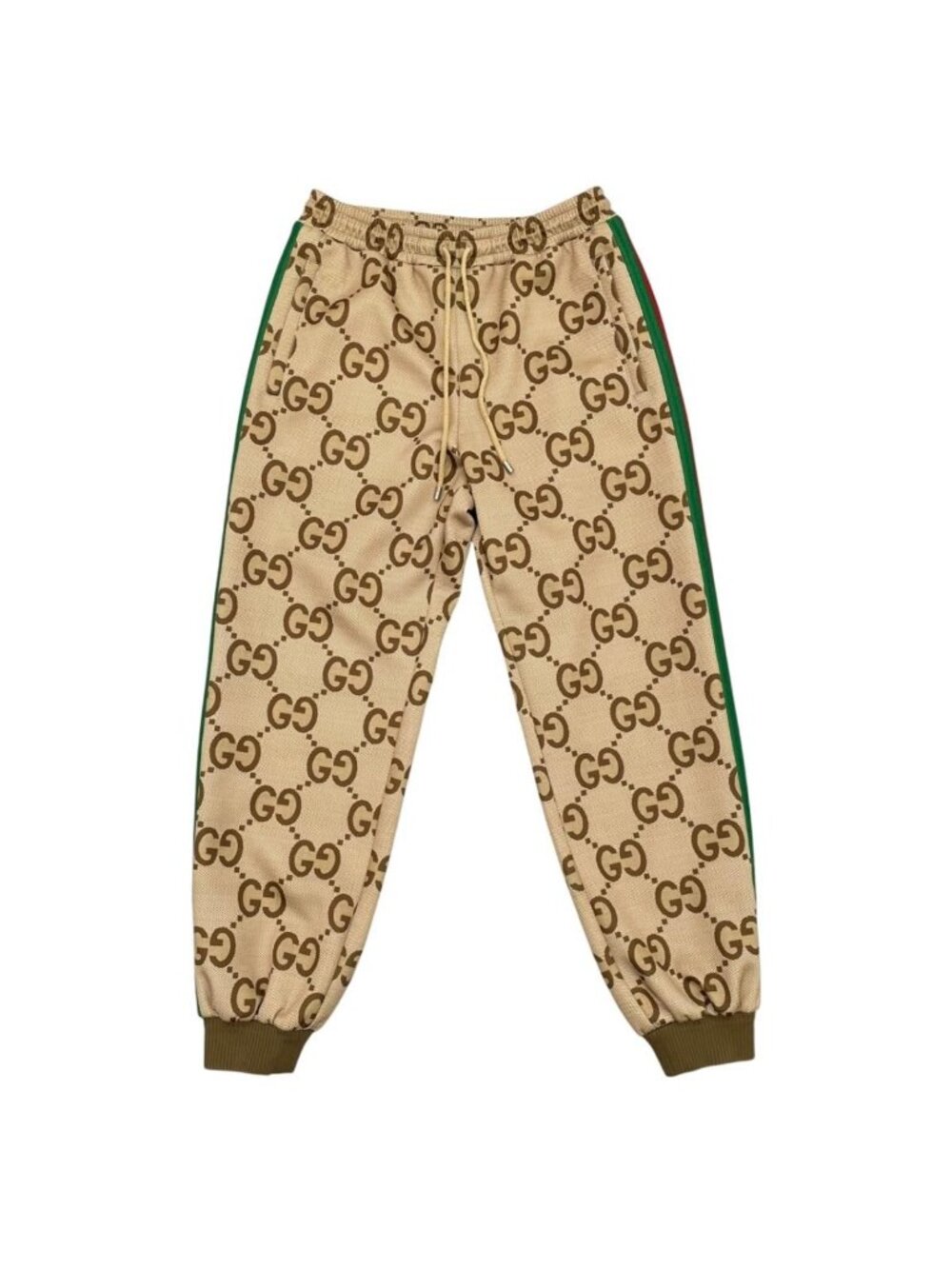 Gucci Pants Jumbo GG Web Stripe Jogging Logo Brown Red Green S